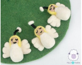 Needle Felted Angel with Antenna for Christmas- Felt & Yarn