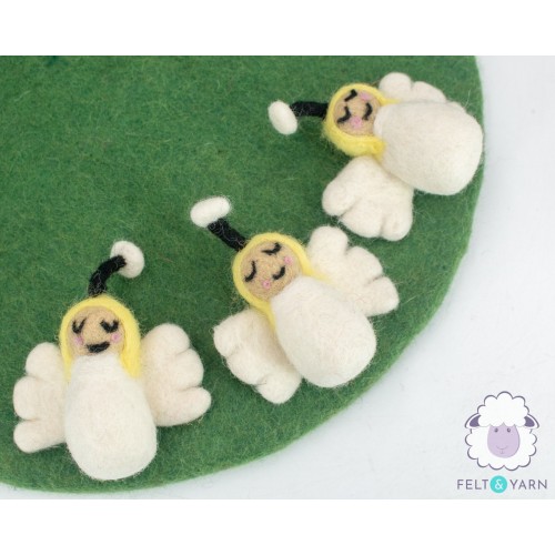 Needle Felted Angel with Antenna for Christmas- Felt & Yarn