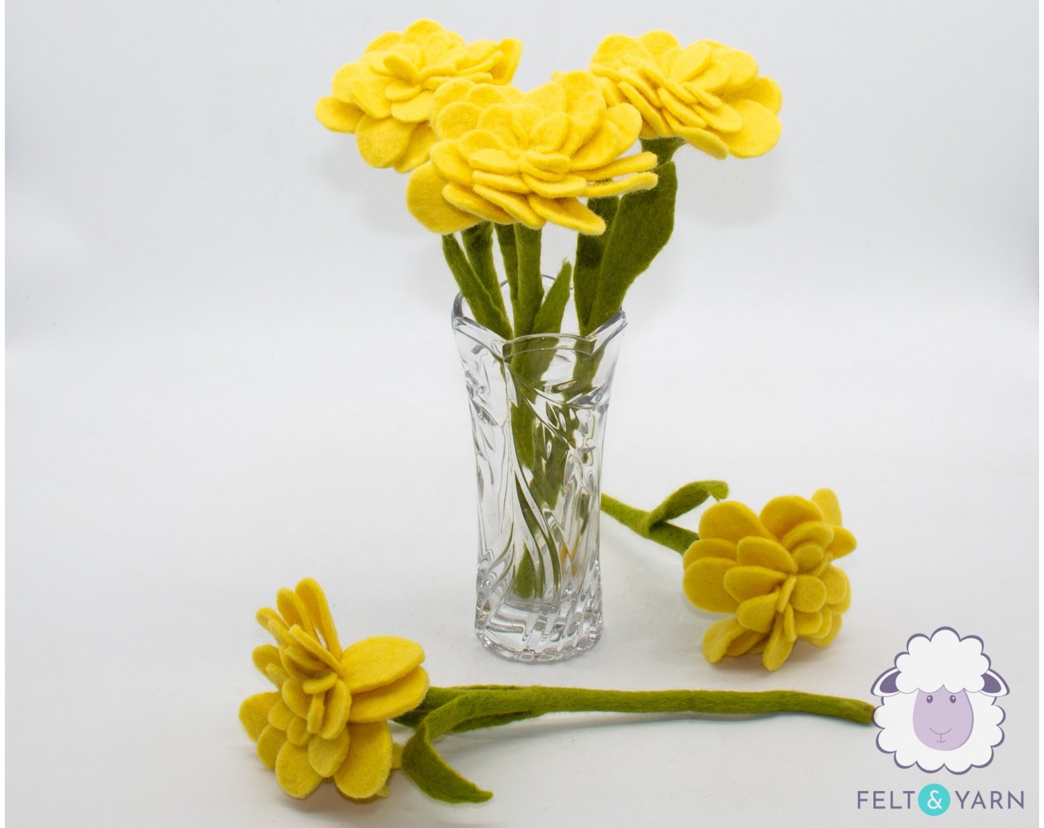 Yellow Petals Felt Flower for Room Decoration- Felt & Yarn
