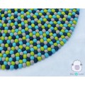 Earth Tone Shade Felt Ball Rug for Offices- Felt & Yarn
