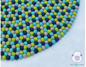 Earth Tone Shade Felt Ball Rug for Offices- Felt & Yarn