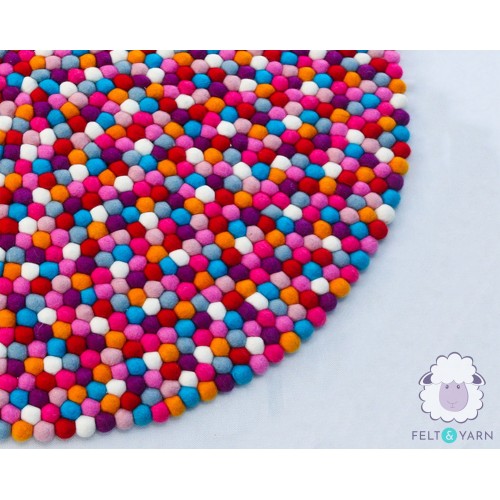 Eight Color Felt Balls Rug for Homes & Offices-Felt & Yarn