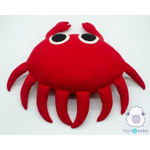 Cute Crab Felt Pillow for Kids - Felt & Yarn