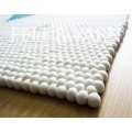 White Felt Ball Rug with Triangle Design