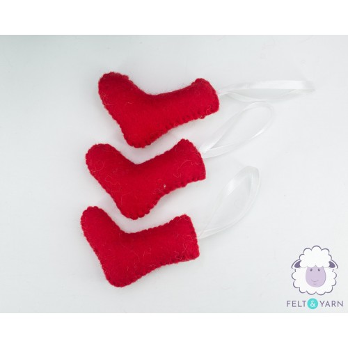 Felt Red Stocking with Snowflake Design