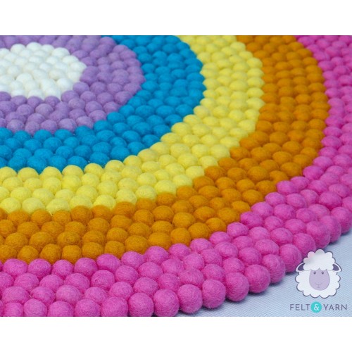 Six-color Layered Rainbow Felt Ball Rug