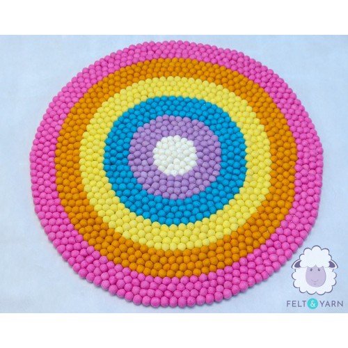 Six-color Layered Rainbow Felt Ball Rug