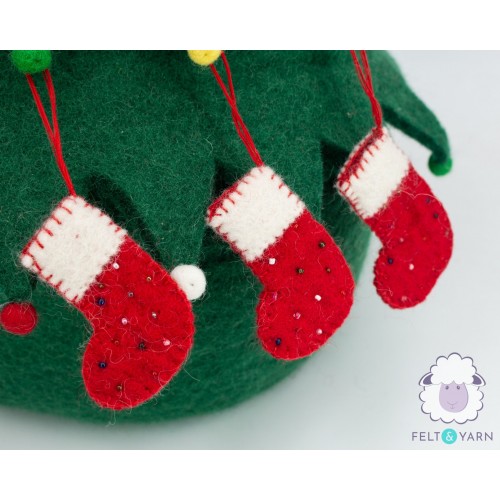 6cm Red Mini Felt Christmas Socks Ornament