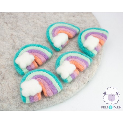 7x6cm Teal Felt Rainbow with Cloud