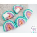 7x6cm Teal Felt Rainbow with Cloud