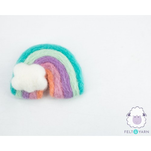 7x6cm Teal Felt Rainbow with Cloud