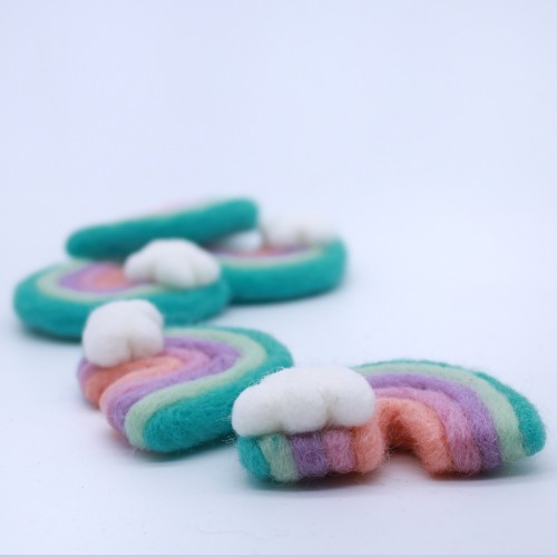 7x6cm Teal Felt Rainbow with Cloud