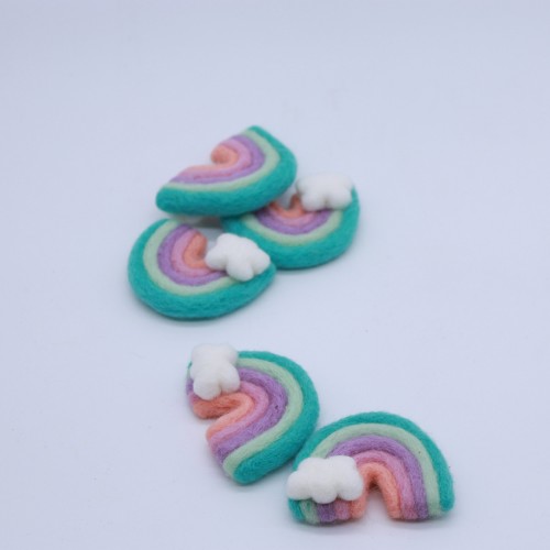7x6cm Teal Felt Rainbow with Cloud