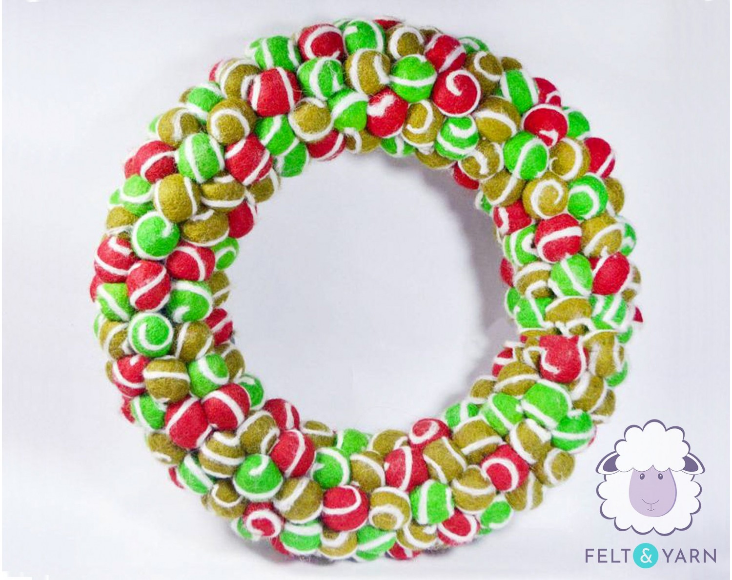 Beautiful Swirl Felt Ball Garland for Christmas- Felt & Yarn Beautiful Swirl Felt Ball Garland for Christmas- Felt & Yarn