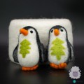 10cm Wool Felt Penguin Ornament with Tree Design