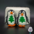 10cm Wool Felt Penguin Ornament with Tree Design