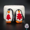 10cm Wool Felt Penguin Ornament with Tree Design