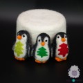 10cm Wool Felt Penguin Ornament with Tree Design