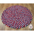 Red and Blue Multi-color Felt Ball Rug
