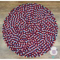 Red and Blue Multi-color Felt Ball Rug