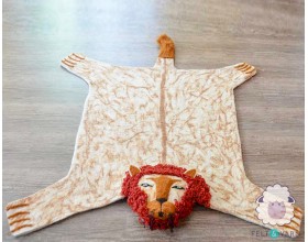 Wonderful Lion Felt Sheet Rug for Children Room- Felt & Yarn