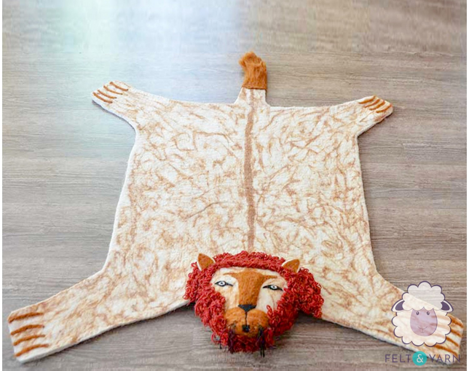 Wonderful Lion Felt Sheet Rug for Children Room- Felt & Yarn