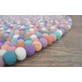 Handmade Five Color Felt Ball Rug - Felt & Yarn
