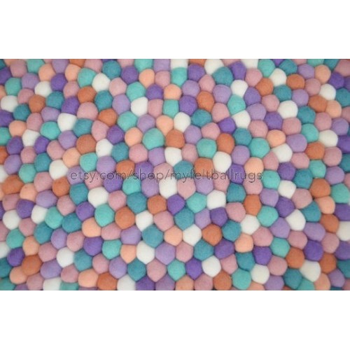 Five Color Felt Ball Rug