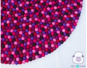 Handmade Multicolor Felt Ball Rug - Felt & Yarn
