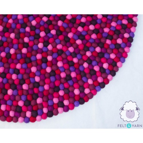 Handmade Multicolor Felt Ball Rug - Felt & Yarn