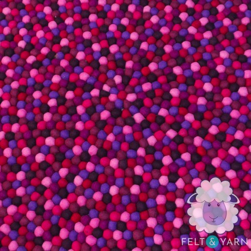 Dark Pink and Purple Round Felt Ball Rug