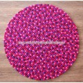 Dark Pink and Purple Round Felt Ball Rug