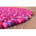 Dark Pink and Purple Round Felt Ball Rug