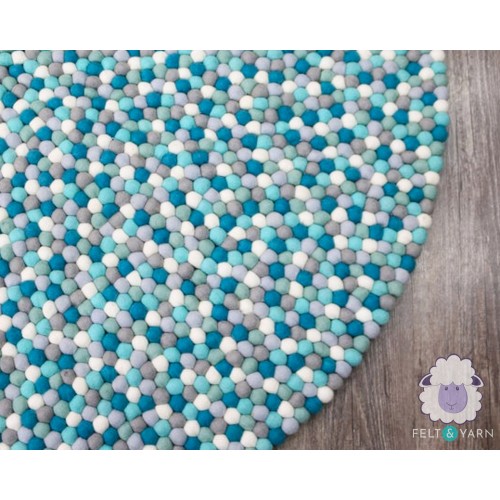Bluish Grey Round Felt Ball Rug