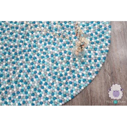 Bluish Grey Round Felt Ball Rug