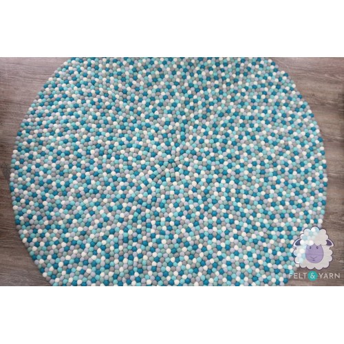 Bluish Grey Round Felt Ball Rug