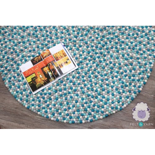 Bluish Grey Round Felt Ball Rug