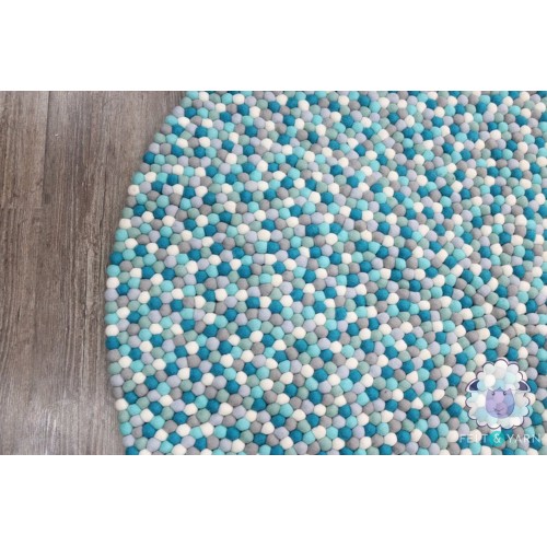 Bluish Grey Round Felt Ball Rug