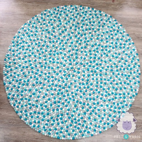 Bluish Grey Round Felt Ball Rug