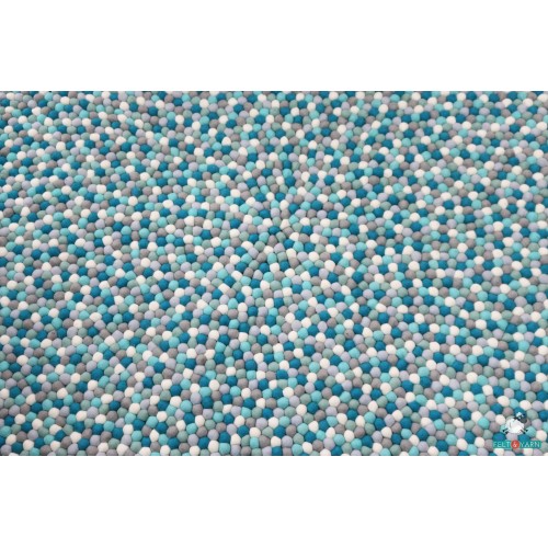 Bluish Grey Round Felt Ball Rug