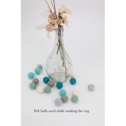 Bluish Grey Round Felt Ball Rug