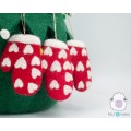 Wool Felt Red Mitten for Christmas Decorations