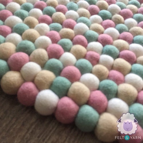 Pastel Color Felt Ball Rug