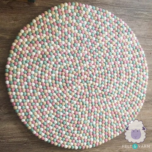Pastel Color Felt Ball Rug