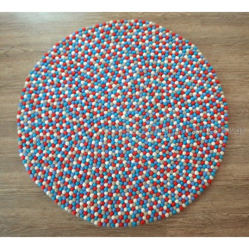 Four Color Felt Ball Rug