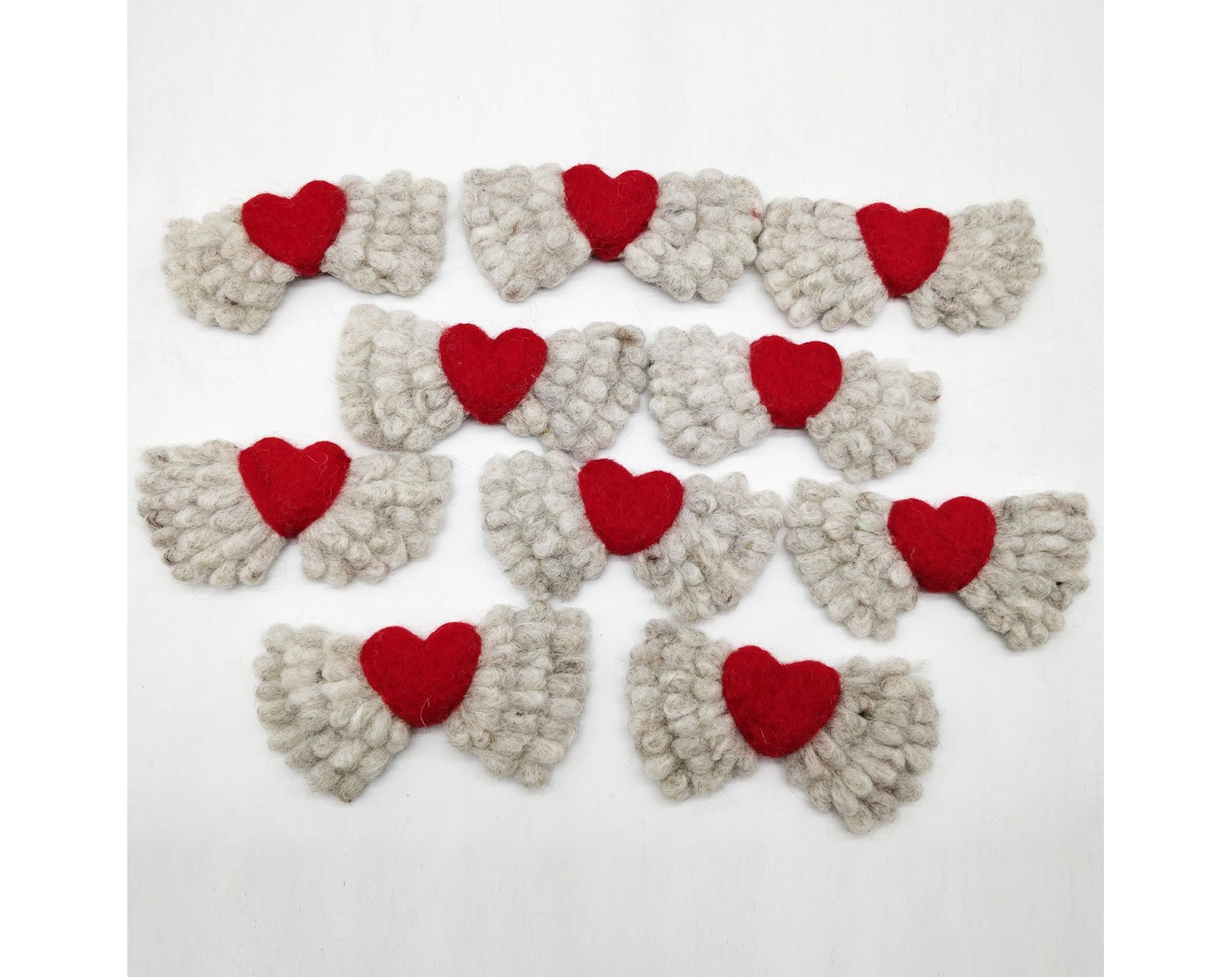 14x5cm Handmade Angel Felt Hearts - Felt & Yarn