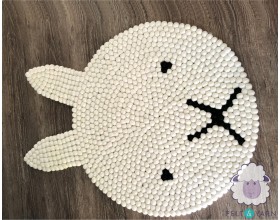 Bunny Shaped Felt Ball Rug