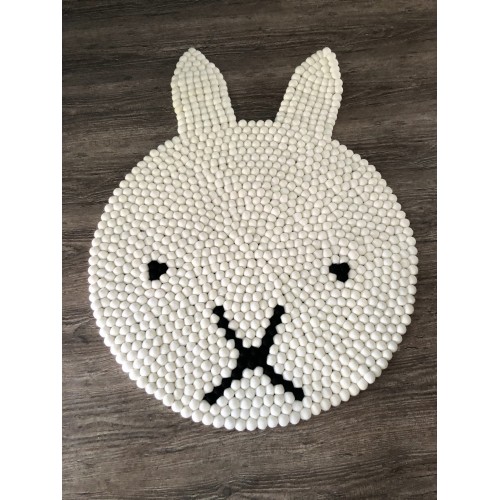 Bunny Shaped Felt Ball Rug