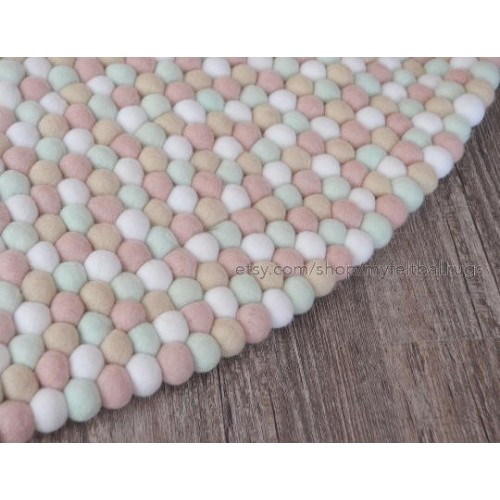 Pastel Color Felt Ball Rug
