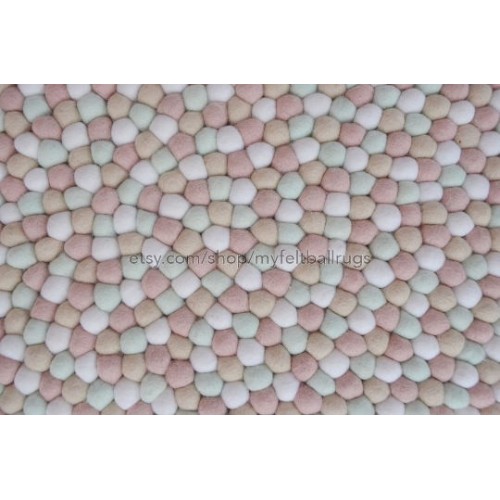 Pastel Color Felt Ball Rug